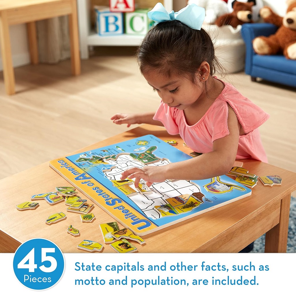 Melissa & Doug USA Map Wooden Puzzle (45 pcs): A Hands-On Journey Across America