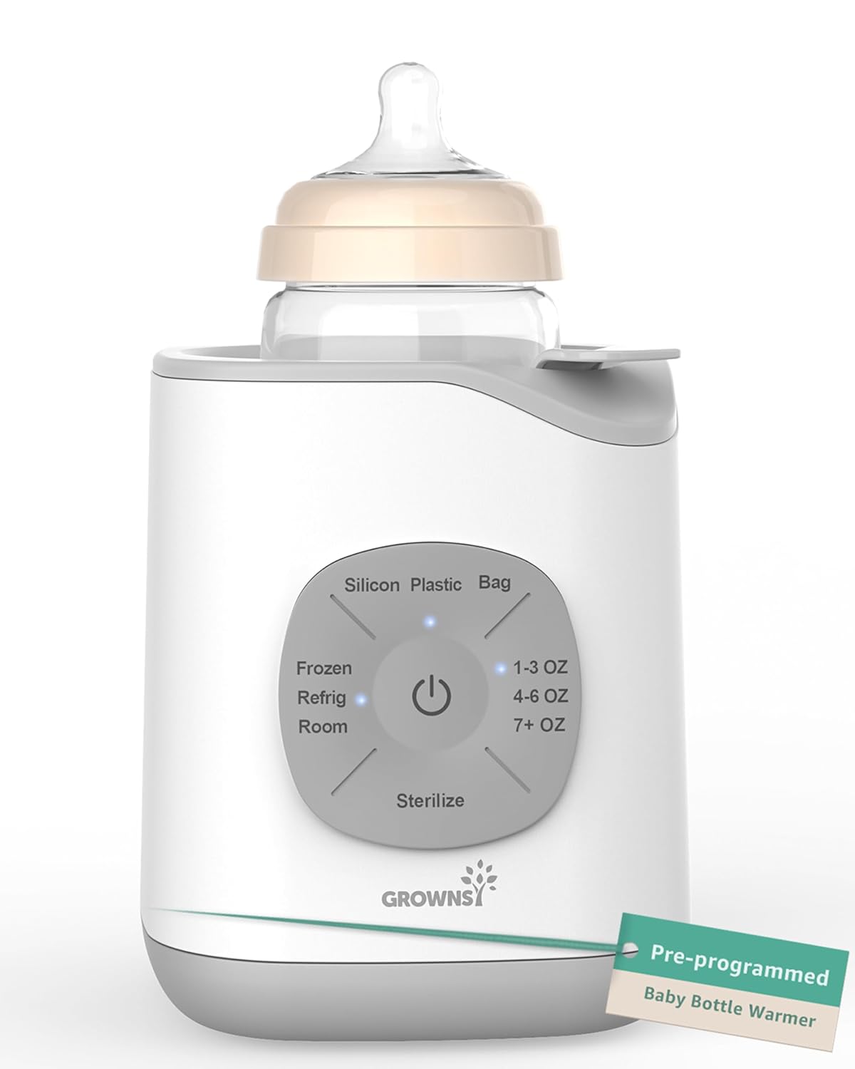 GROWNSY baby bottle warmer with digital temperature control, designed for warming breast milk, formula, and baby food
