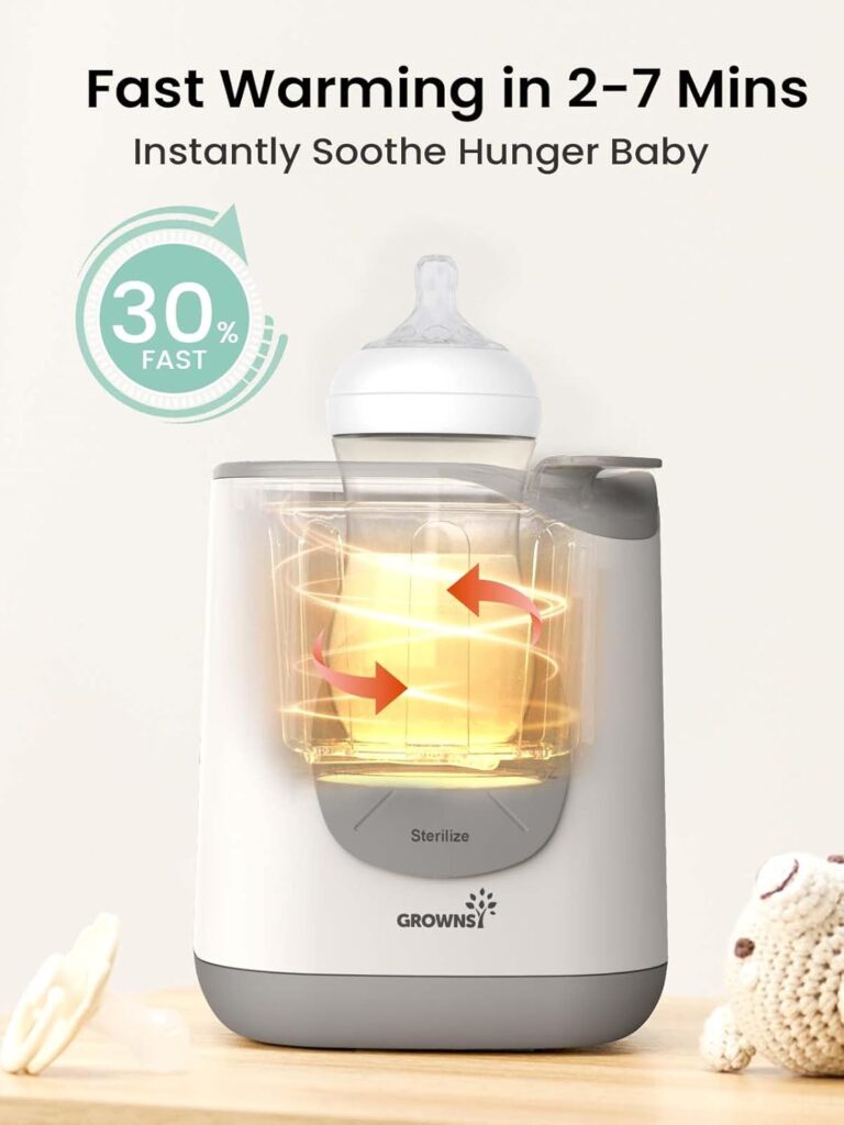 GROWNSY Baby Bottle Warmer review covering features, performance, and ease of use for warming breast milk, formula, and baby food