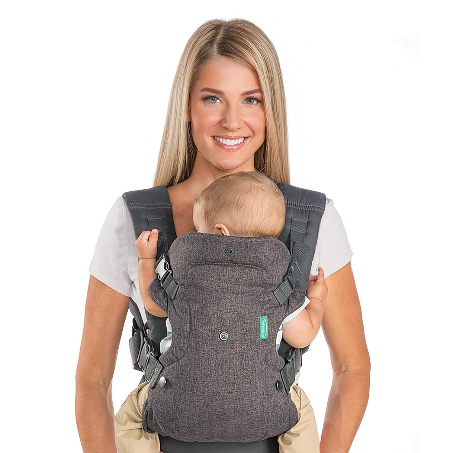 Adjustable Infantino Flip 4-in-1 ergonomic baby carrier, versatile for multiple carrying positions