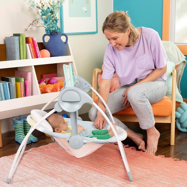 Portable 6-Speed Bright Starts Baby Swing: Music, Toys, and Soothing Vibes Review