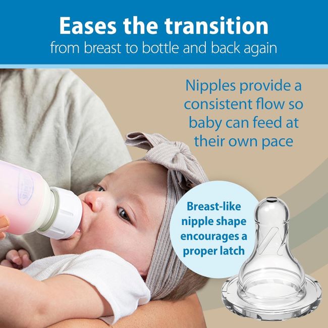 BPA-Free Dr. Brown’s Narrow Glass Baby Bottles, 4 oz, Level 1 Slow Flow, anti-colic design, 2-pack