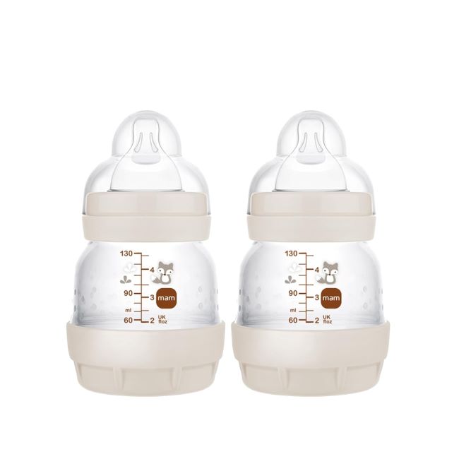 MAM Easy Start Anti-Colic Baby Bottle with silicone nipple on white background