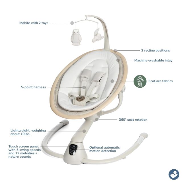 Smart Maxi-Cosi Cassia baby swing for infants with music and easy portability