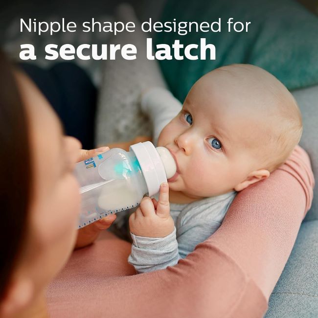 Clear Philips Avent Anti-Colic Baby Bottle Set, Flow 2 Nipples, 9oz, 4-Pack