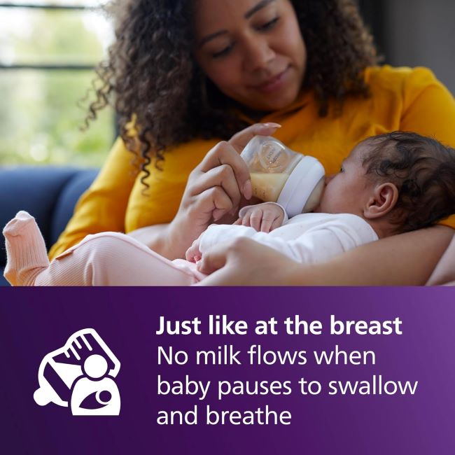 Set of four Philips Avent Natural Baby Bottles designed for slow-flow feeding
