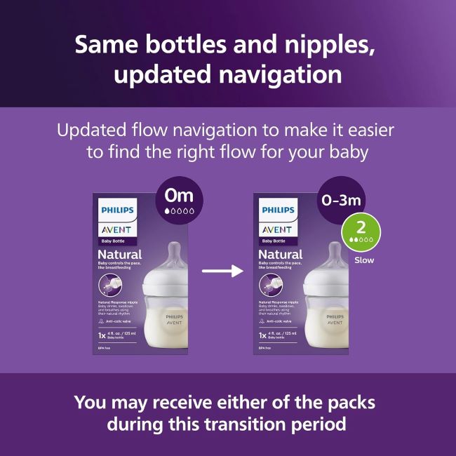 Close-up of Philips Avent Natural Response nipple on 4oz baby bottle