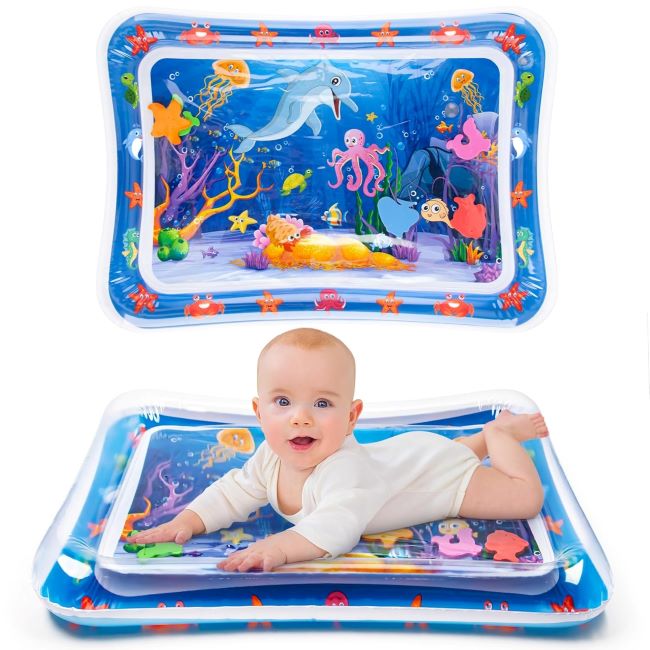Baby playing on Yeeeasy Tummy Time Water Mat, promoting development and sensory play.