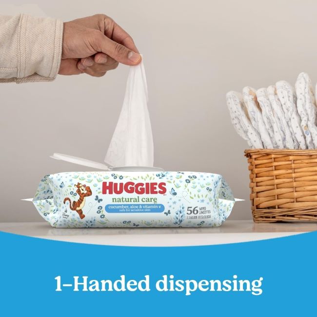 Hypoallergenic and scented Huggies baby wipes for gentle skin care