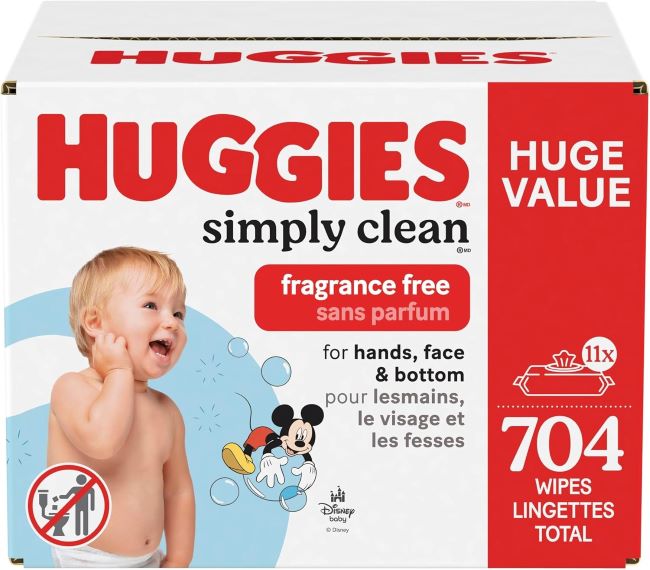 Huggies Simply Clean Unscented Baby Wipes, 704 count in flip-top packs