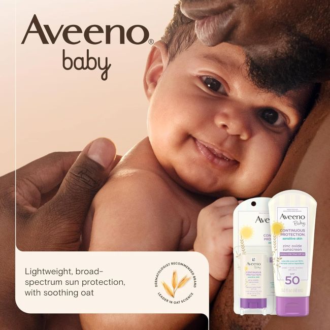 Tear-Free, Water-Resistant Baby Sunscreen by Aveeno, Travel Size