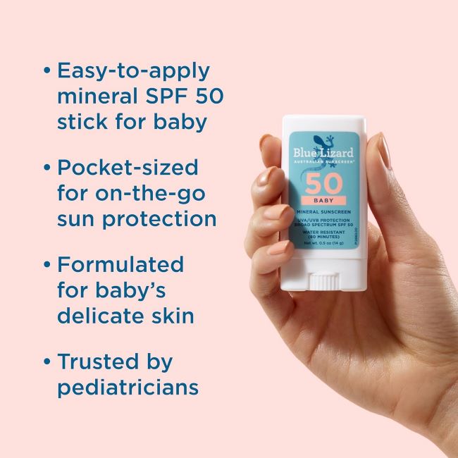 Blue Lizard baby sunscreen stick SPF 50+ mineral zinc for sensitive skin