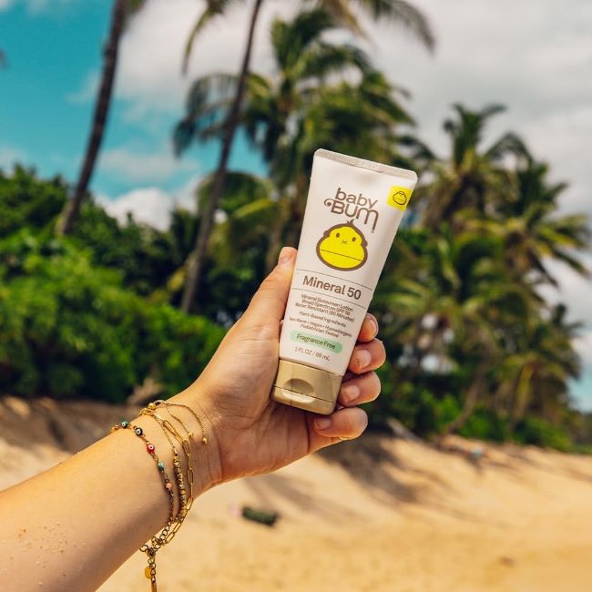 3 oz Sun Bum Baby Bum SPF 50 mineral sunscreen for face and body, suitable for sensitive skin