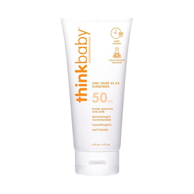 Thinkbaby SPF 50+ baby sunscreen tube – natural, safe sun protection for kids
