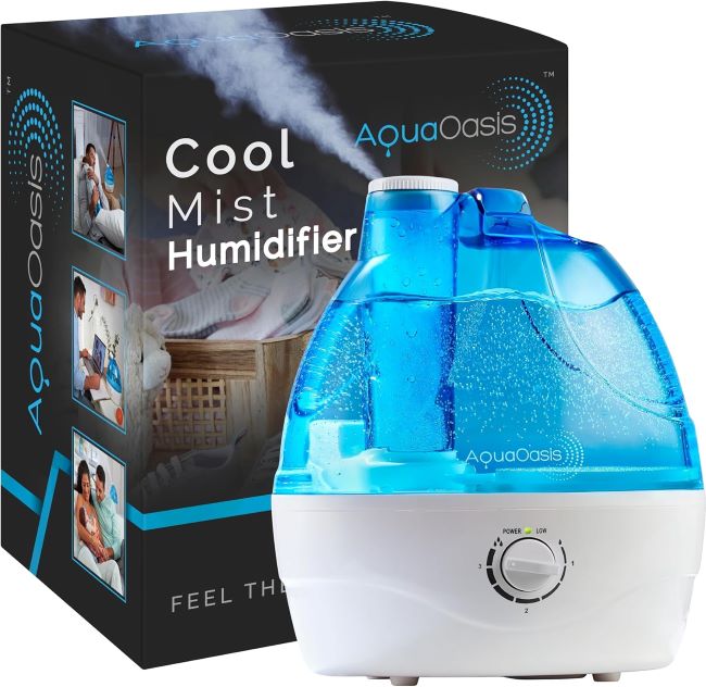 AquaOasis® Cool Mist Humidifier with 2.2L tank for quiet, adjustable, baby-safe use