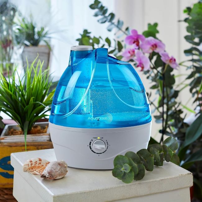 Ultrasonic humidifier for bedroom, nursery, and large rooms with 360° rotation nozzle