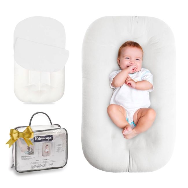 Beisurznga baby lounger made of breathable cotton for newborn comfort