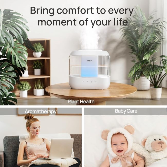 4-liter Dreo cool mist air humidifier, easy to clean, ideal for babies and plants