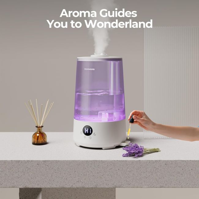 Homvana top-fill cool mist humidifier for nursery, office, and large rooms
