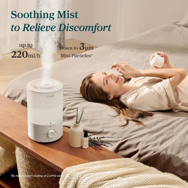 LEVOIT ultrasonic cool mist humidifier with 3-liter tank and essential oil feature for home use