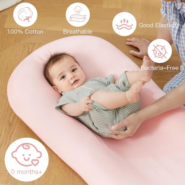Cozy and breathable infant lounger by Lucakuins, ideal for newborn comfort