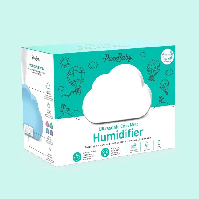 PureBaby Cloud Humidifier providing 24-hour mist for congestion relief in infants