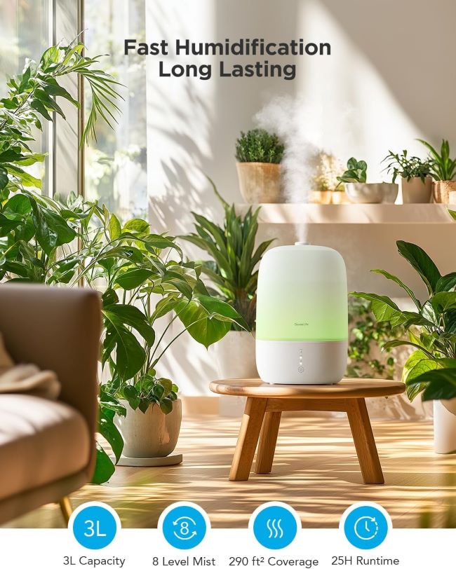 GoveeLife smart WiFi humidifier with app control, night light and humidity monitoring