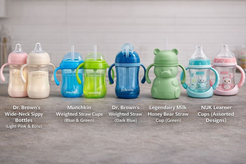 Easy-grip and spill-proof sippy cups for toddlers: silicone and weighted straw options 2026