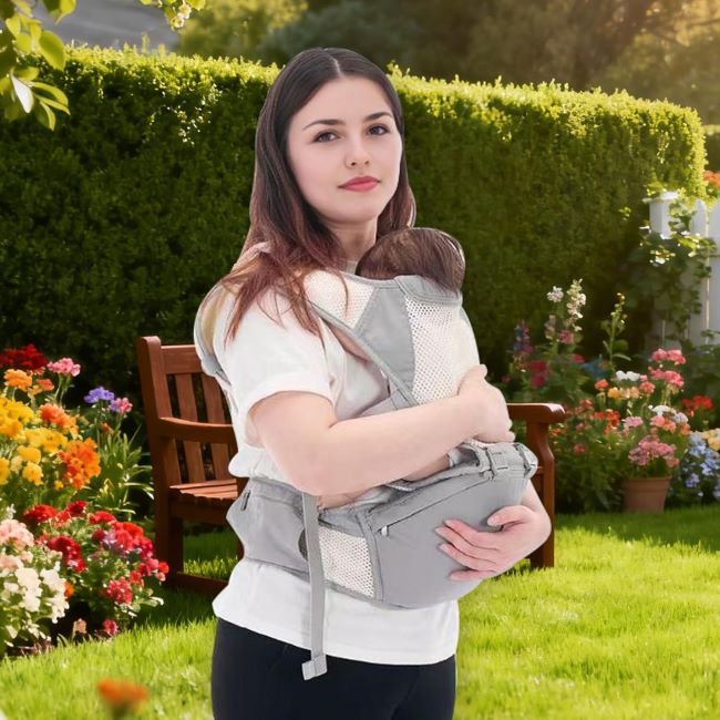 Gentle Monster baby carrier with plus size support, ergonomic 3-in-1 design, mesh fabric, and hip seat for travel comfort
