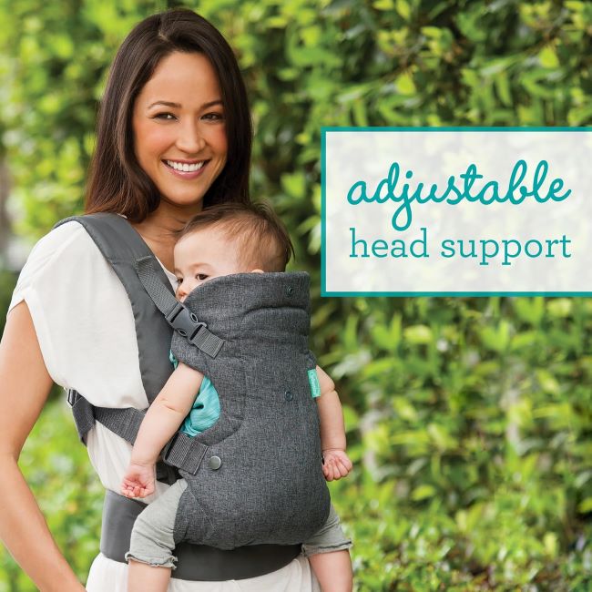Infantino Flip 4-in-1 convertible baby carrier in gray with ergonomic adjustable design for newborn to toddler carrying comfort