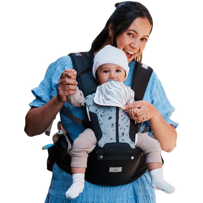 MOMTORY 6-in-1 baby carrier with detachable hip seat, adjustable newborn to toddler carrier for travel and shopping comfort