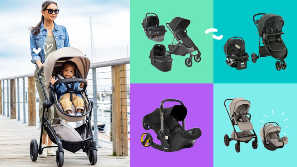 Different baby stroller models highlighting safety features and easy maneuverability