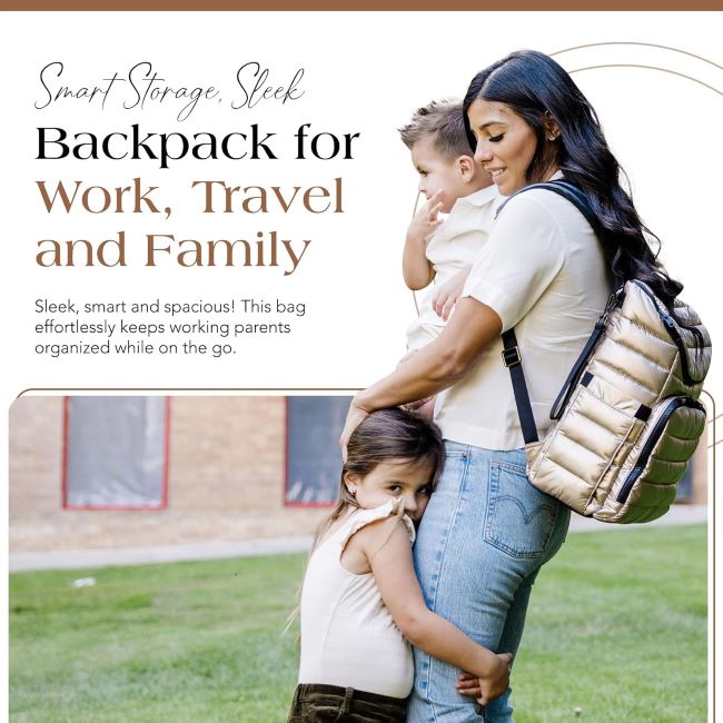 Citi Collective Gallery diaper backpack with laptop compartment, changing pad, and spacious travel-friendly design