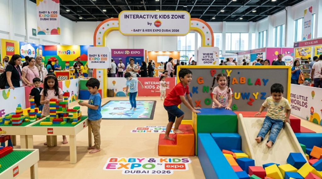 Children playing in an interactive kids zone at Baby and Kids Expo Dubai 2026