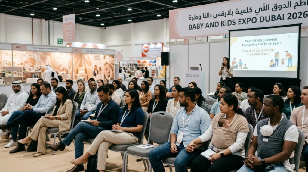 Parents attending a parenting seminar at the Baby and Kids Expo in Dubai 2026