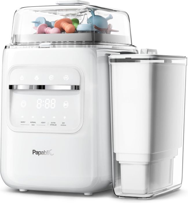 Papablic SafeguardPlus baby bottle washer with water purification, sterilizer, and dryer for up to eight bottles