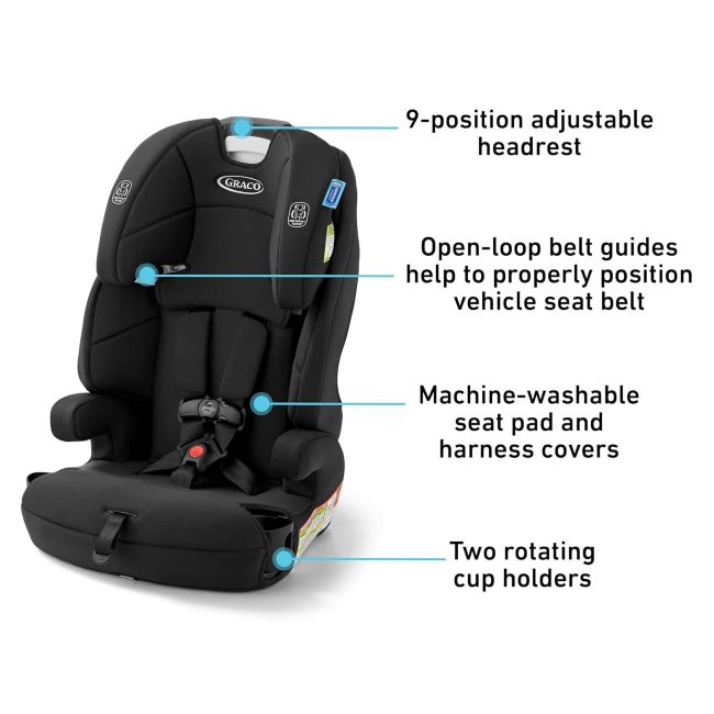 Graco Tranzitions car seat with adjustable headrest and harness for everyday vehicle use