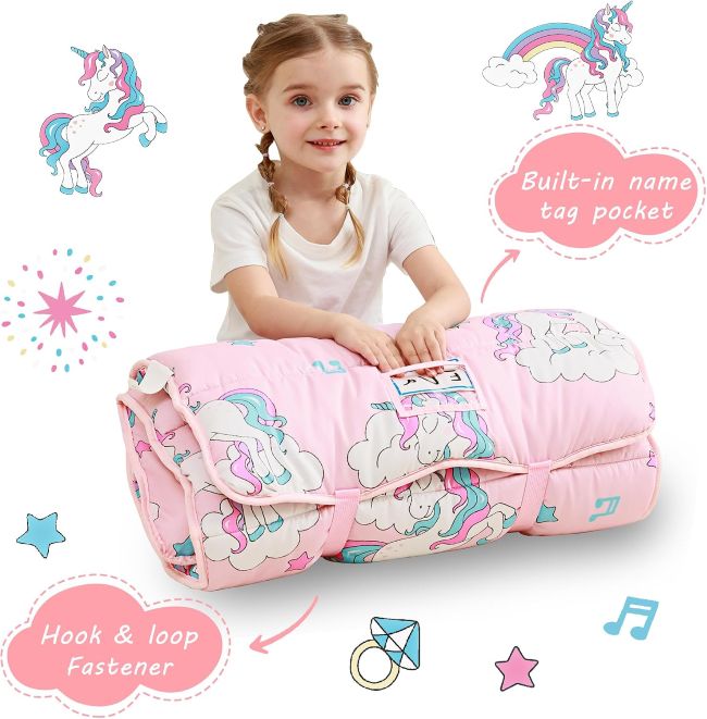Lasoftan toddler nap mat with built-in pillow