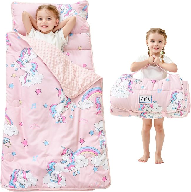 Lasoftan Toddler Nap Mat with Pillow for kids