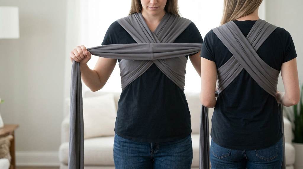 Safe baby positioning inside KeaBabies wrap carrier